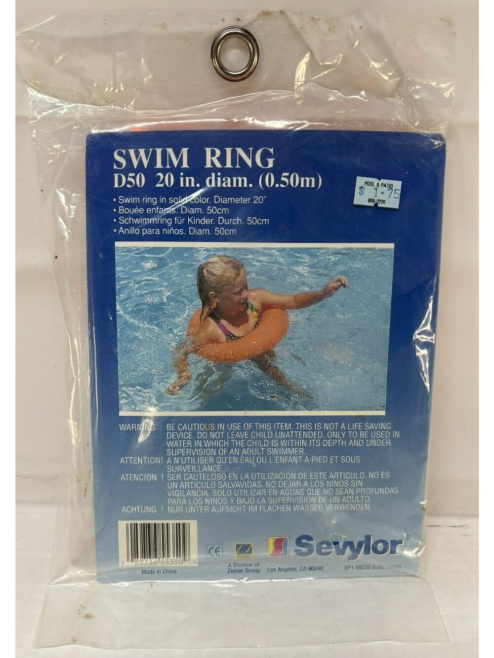 Vintage NEW NOS Sevylor Kids Inflatable Swim Ring Pool Float 20" Diameter ORANGE